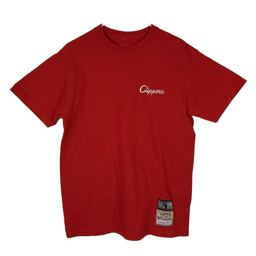 LA Clippers Mitchell & Ness NBA M Medium Thick Tee Shirt Red Hall of Fame New